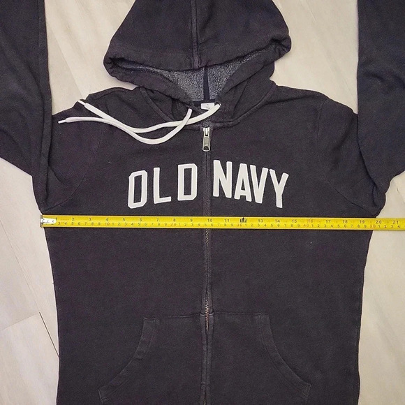 🛍Old Navy Full Zip Charcoal Grey Drawstring Hooded Sweatshirt Womens Size S - Picture 5 of 6